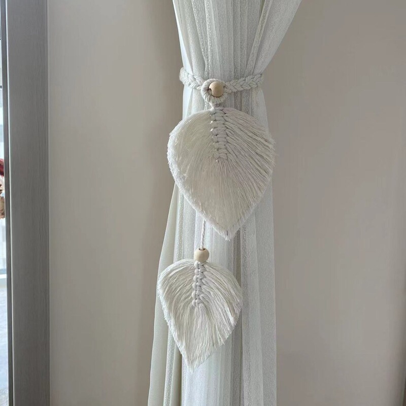 Cross-border New Product Leaf Curtain Straps ins Bohemian Curtain Lanyard Hand-woven Cotton Rope Curtain Buckle