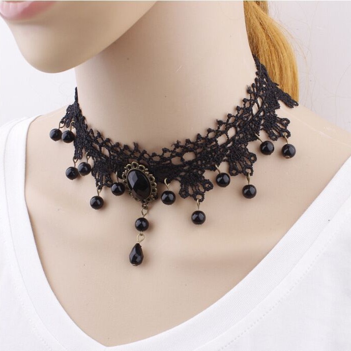 choker锁骨链韩国脖子饰品颈带项圈女脖颈简约黑颈链蕾丝短款项链