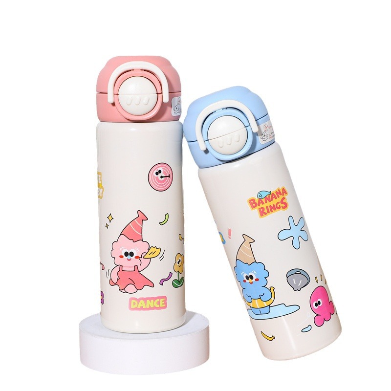 Nuevo niño 316 acero inoxidable doble bebida taza de aislamiento para jardín de infantes lindo taza de agua a prueba de caídas dibujos animados paja de regalo