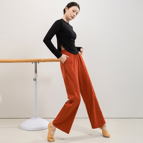 Dance wear spring and autumn new adult loose high-waisted wide-leg casual pants modern dance suit practice clothes for women Chinese dance