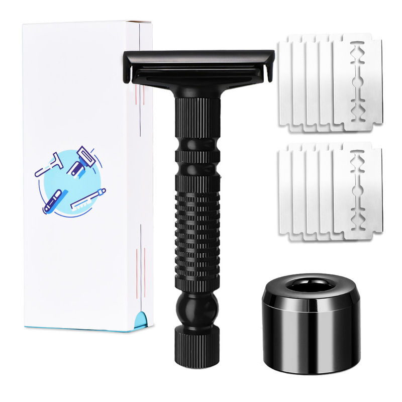 亚马逊新款刮胡刀手动剃须刀复古胡须刀白金双面刀片刮胡子剃须刀|undefined