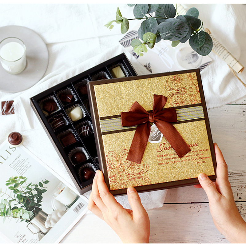 烫金缎面天地盖巧克力包装盒定做零食饼干礼品盒情人节礼物盒logo