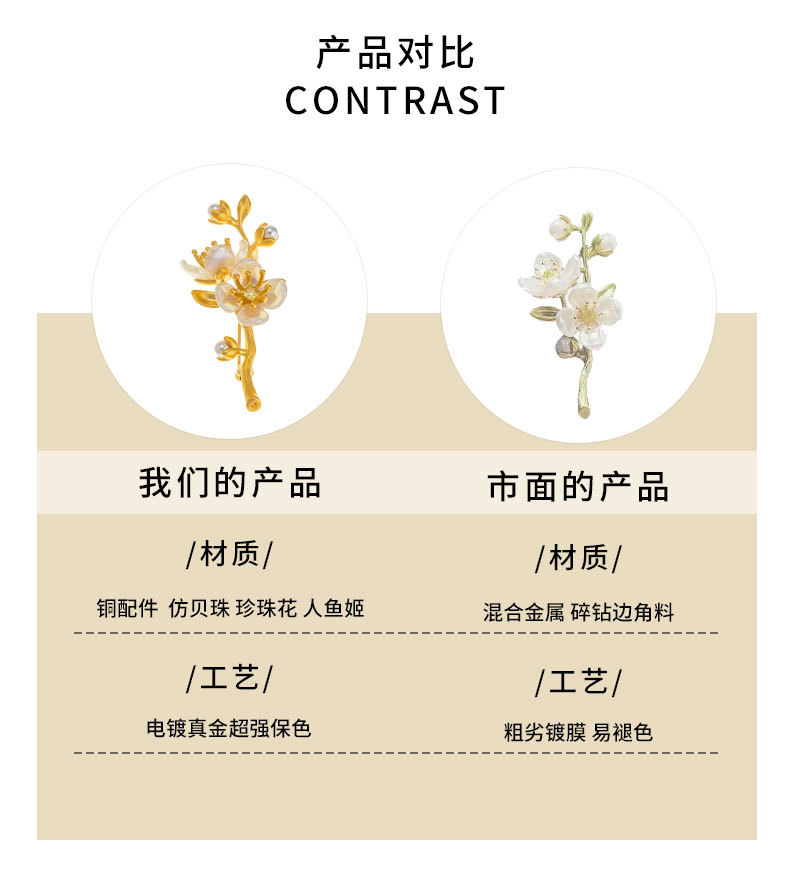 文艺复古茉莉花胸针时尚优雅森系花朵胸花小众新品爆款