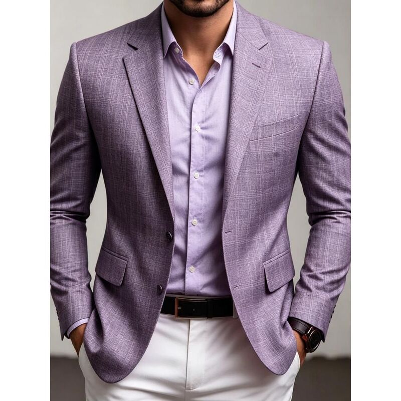 Men's Slim-Fit Fashion Casual Suit, Solid Color Classic Versatile Style, Thin Jacket for Spring and Autumn