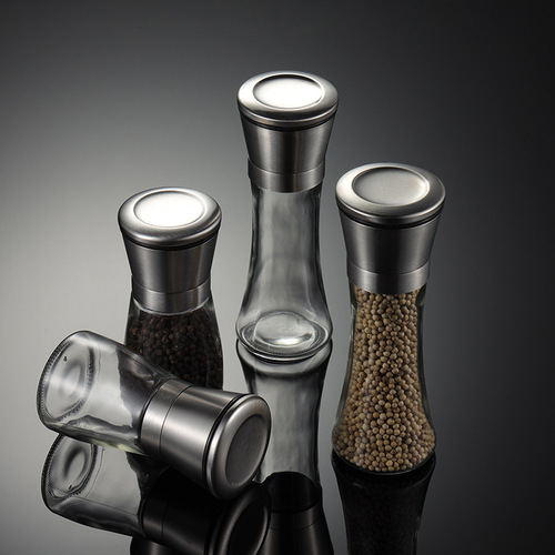 Aion 304 stainless steel pepper grinder kitchen manual grinding tool glass storage jar creative seasoning bottle