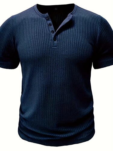 Short Sleeve Solid Stripe Pattern Knit T-shirt Chic And Cross-border
