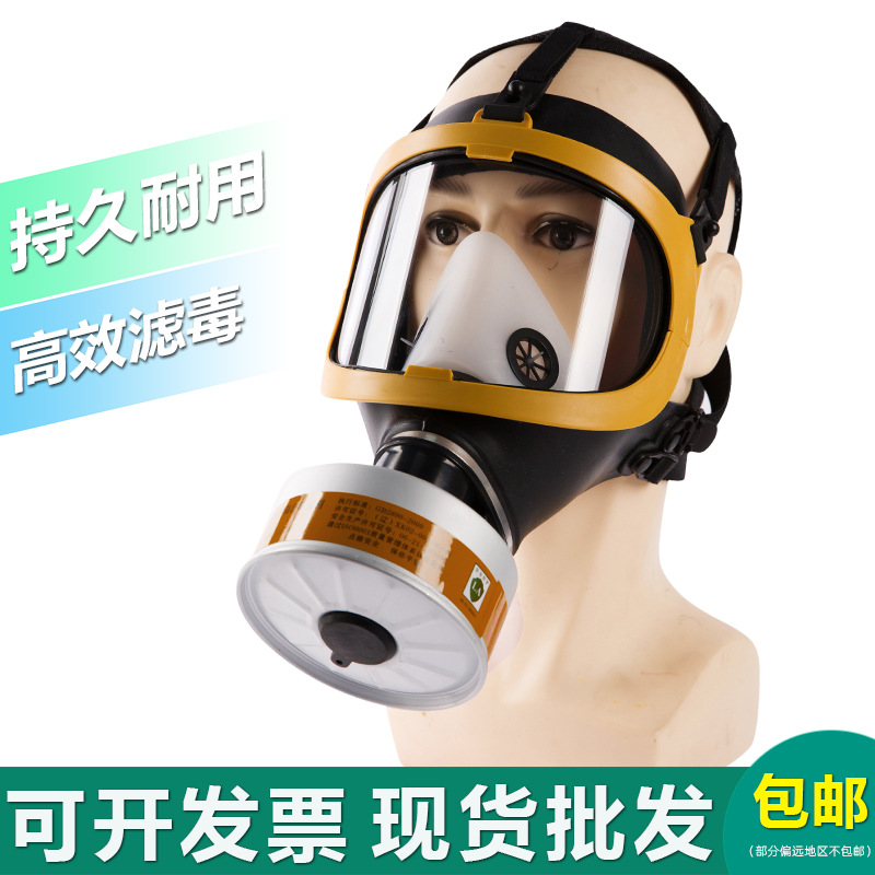 防毒面具喷漆化工气体农药甲醛消防 头戴式全封闭自吸过滤面罩