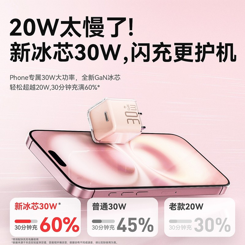 新款PD30W冰透氮化镓充电头 适用苹果16充电器iphone15手机快充头|undefined
