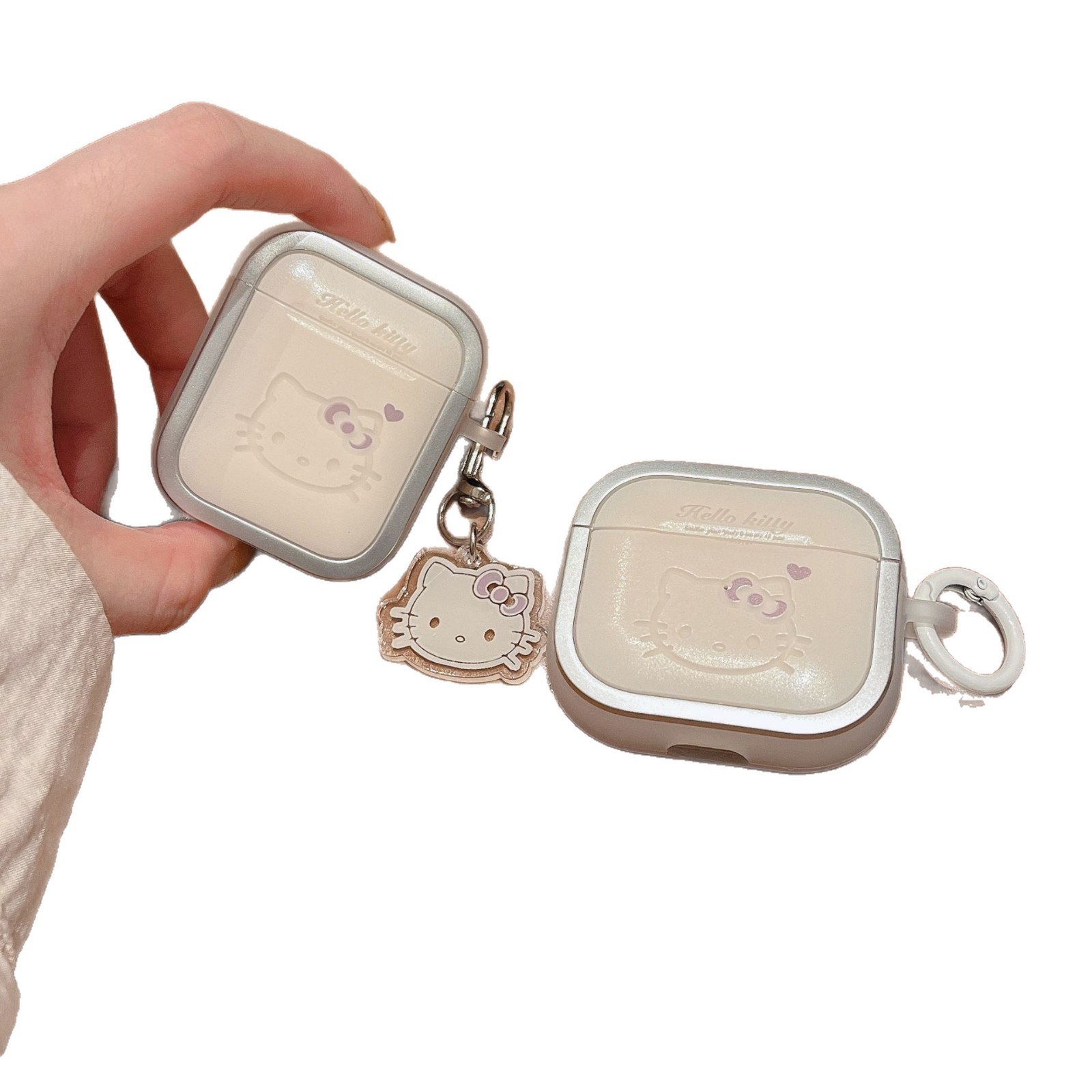 Marco de foto galvanizado blanco kt gato para Apple AirPods 4 auriculares AirPods Pro2 / 3 auriculares