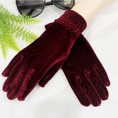 Winter and Autumn Women's Velour Gloves, Stretch Cuff Gloves for Outdoor Cycling, Warmth Insulation, Anti-Cold, Wholesale