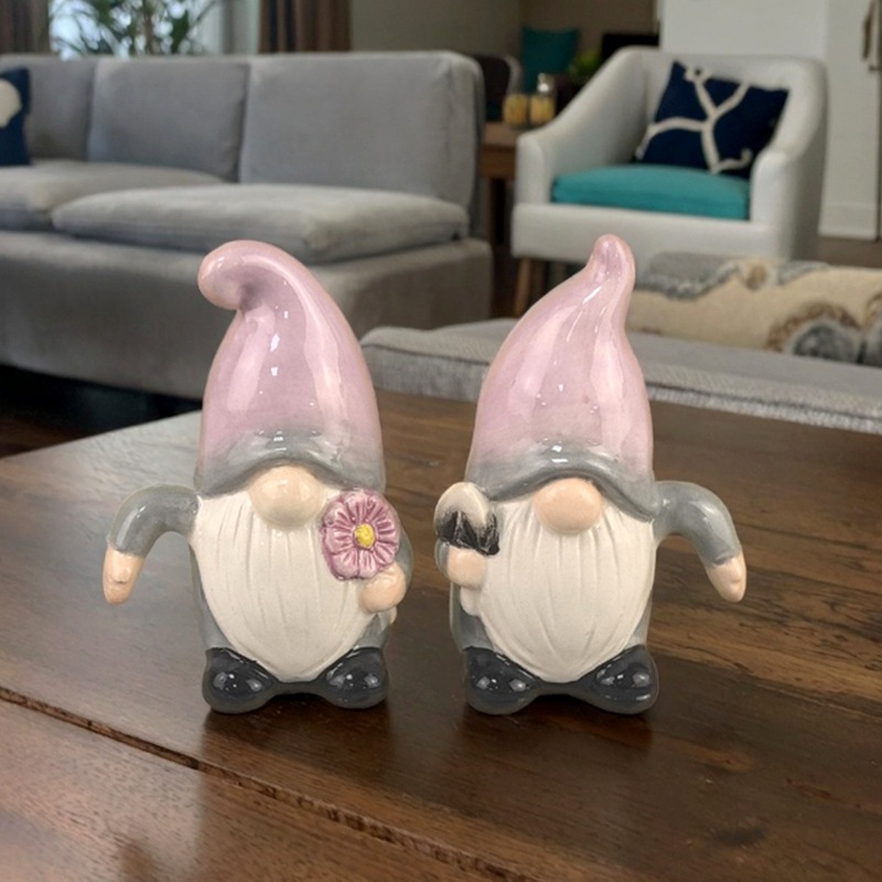 Cerámica creativa pintada a mano Elfo navideño Esposo Goblin Adornos de cerámica Color a mano Adornos Goblin navideño