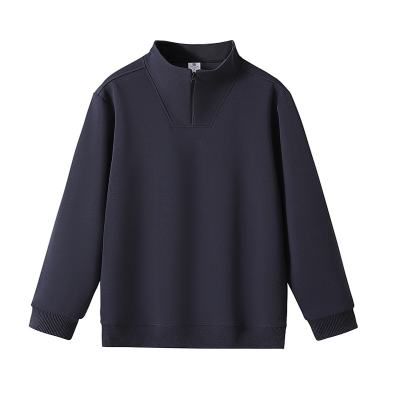 纯色无帽工作服外套立领潮牌重磅跨境男装黑色运动半拉链卫衣定制|undefined