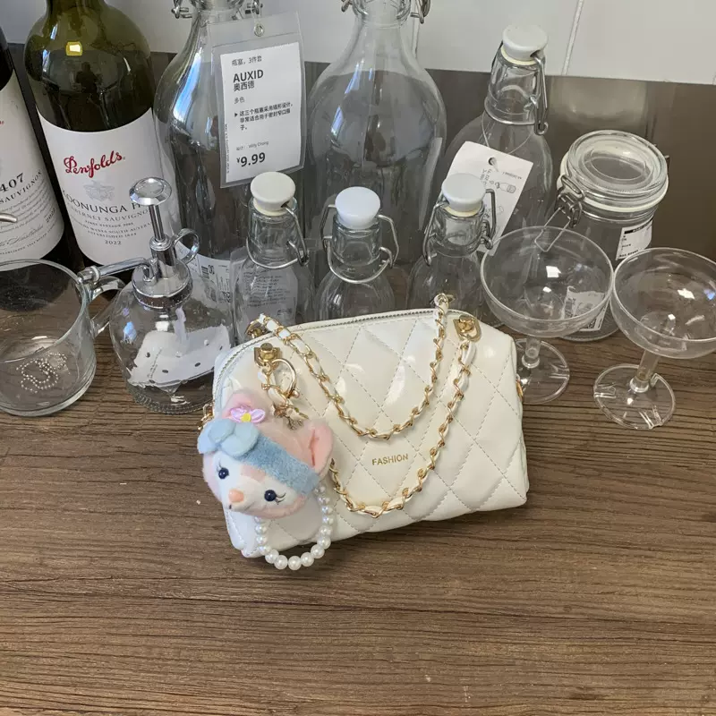 韩版时尚菱格链条包女士手提包2026春季新款枕头包百搭单肩斜挎包