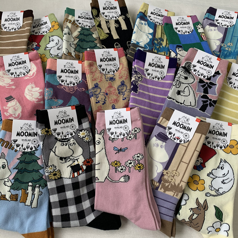 New mming Yamei socks artistic Mori cartoon cute cotton mixed happy mid-high Women's retro fashion socks