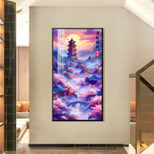 蒙娜丽莎皇室十字绣黄鹤楼赋新款简约唯美中国风景装饰画手工绣
