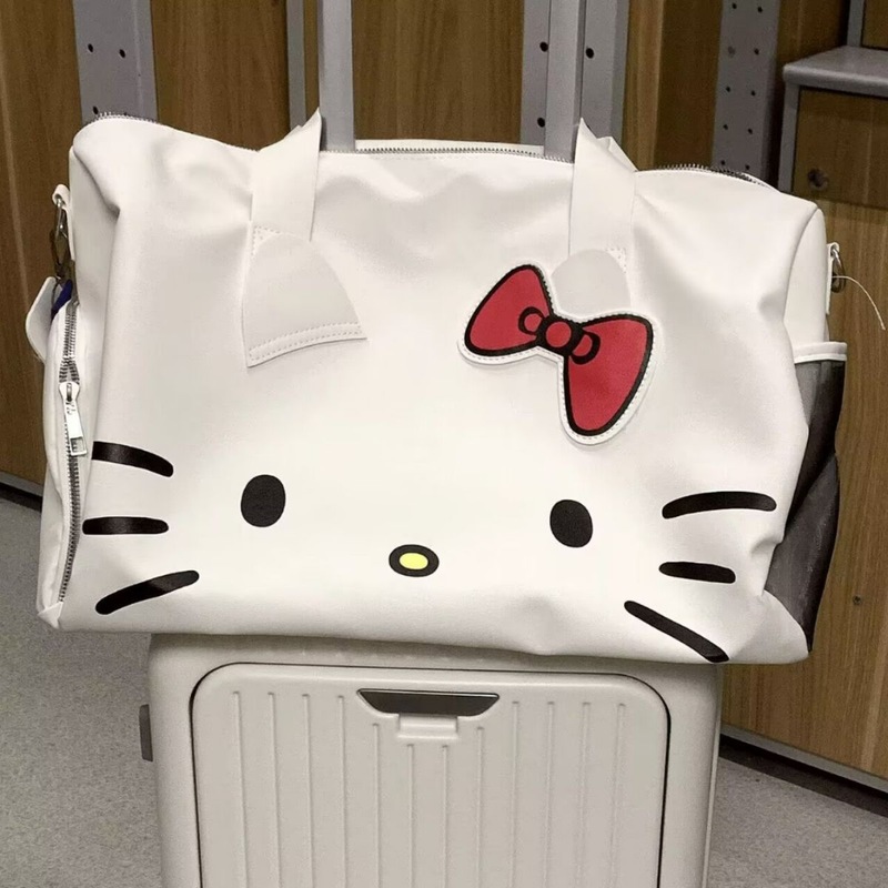 ハローキティ漫画かわいいバッグシングル肩蝶結びハローキティ手持ちフィットネスバッグ斜め掛け旅行バッグ|undefined
