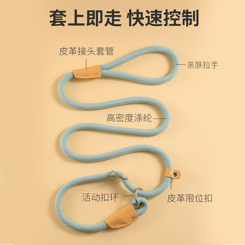 One-piece dog harness racing-level training set leather P-chain adjustable pet leash pet safety rope dog chain