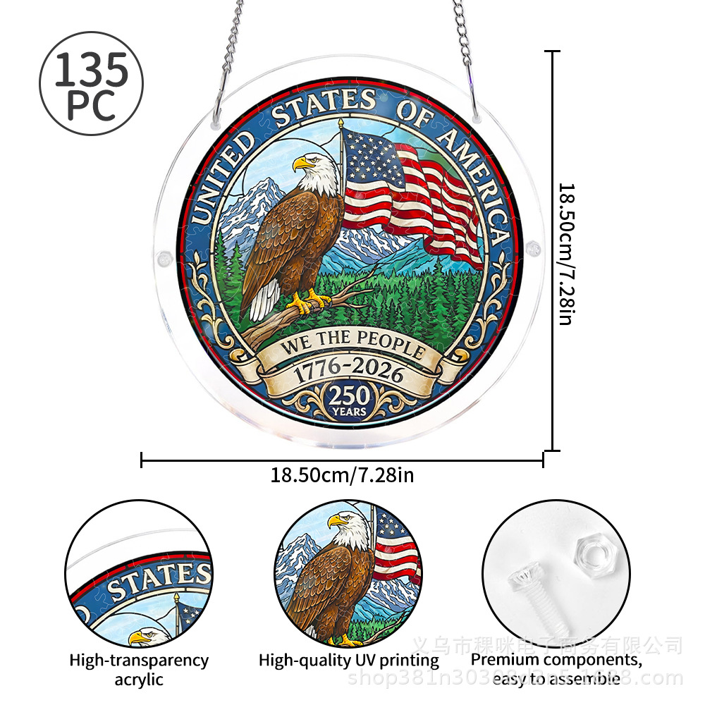 Nuevos productos transfronterizos de primavera pájaros de color de EE.UU. 250 aniversario acrílico rompecabezas ventana captador de luz image 12