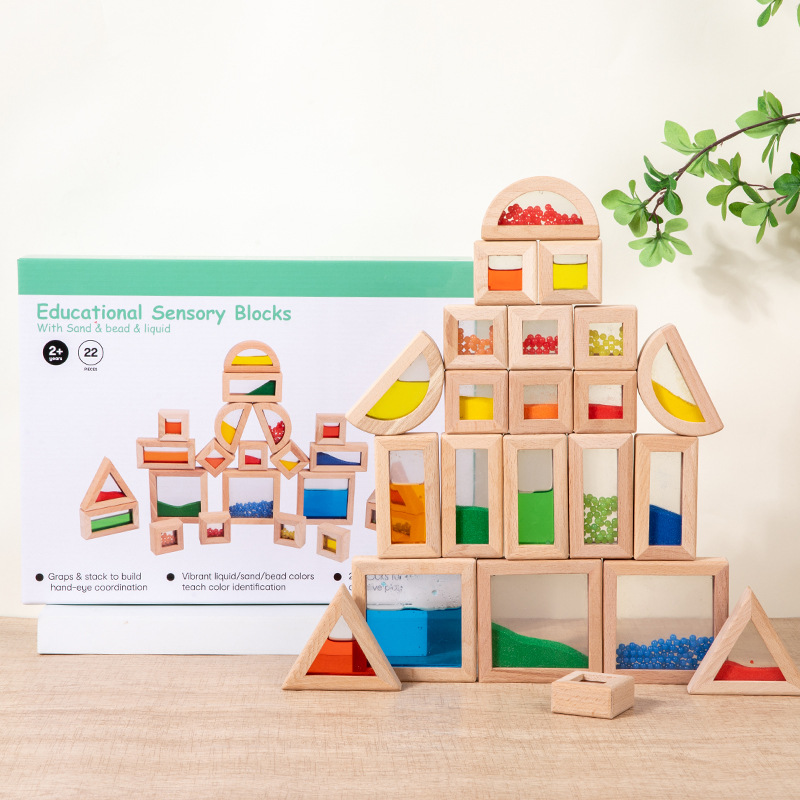 Montaña para niños pequeños color transparente forma de cognición pieza de pieza puzzle juguete puzzle perlas de arena bloques de construcción sensorial