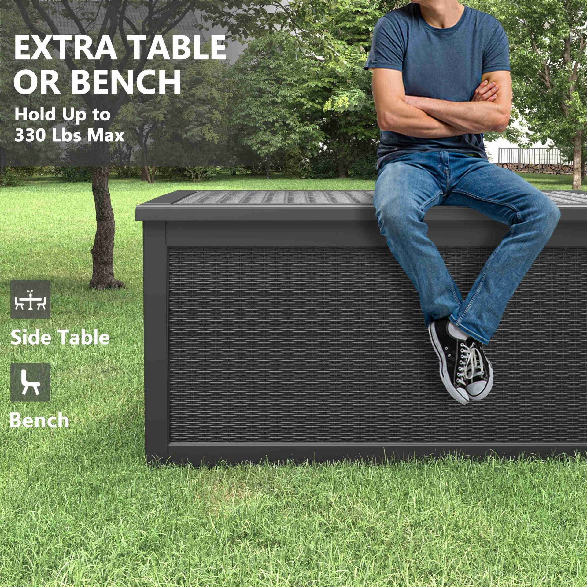 Cajas de Almacenamiento Grandes para Exteriores de 260 Galones y 32 Galones para Patio