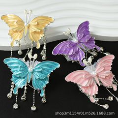 新款高级感3d立体蝴蝶合金喷漆滴油挂件diy手工制作饰品配件