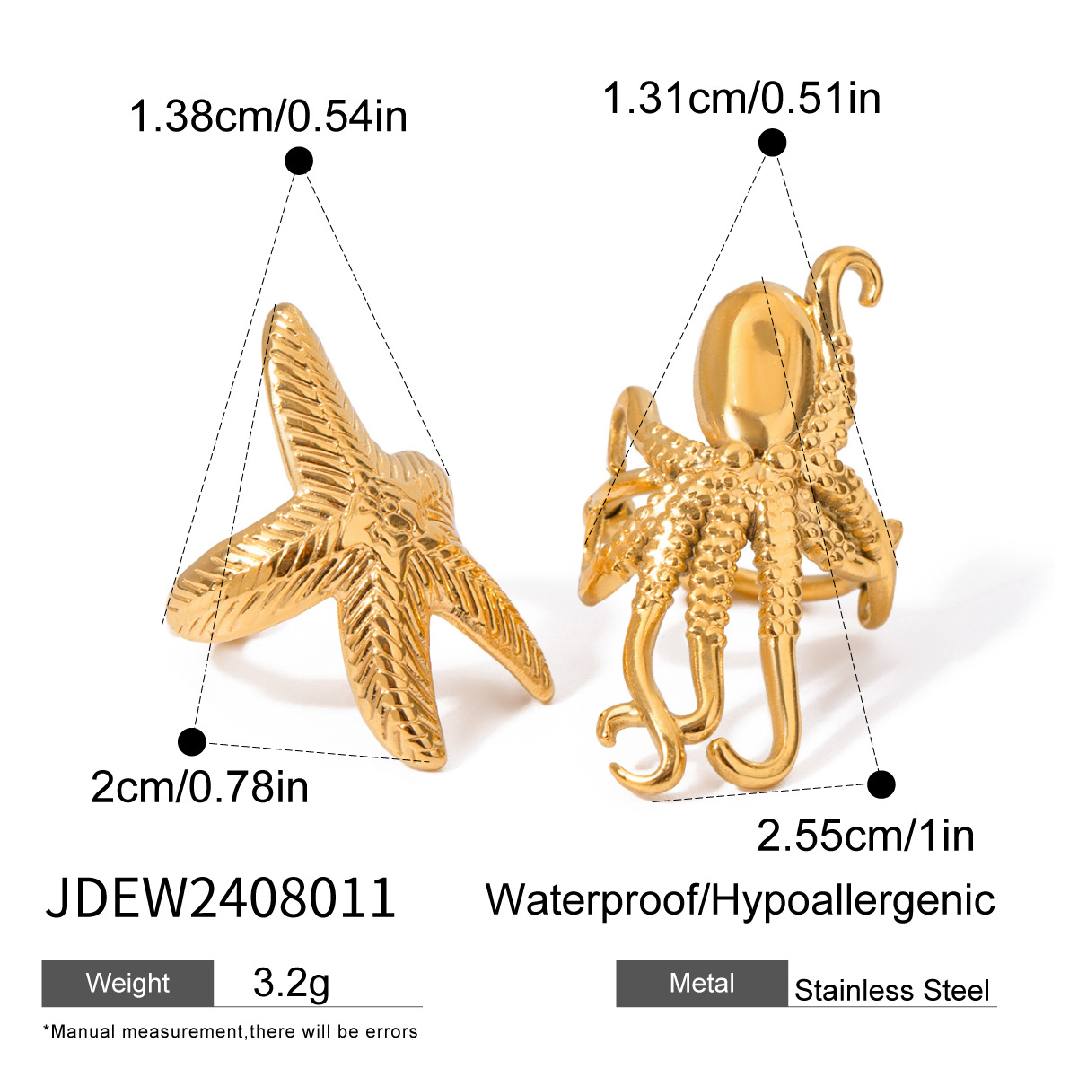 Wanxing Europa y América de acero inoxidable estrellas de mar clips de hueso de orejas de nicho de alta calidad pendientes de titanio joyas de orejas de acero pendientes transfronterizos