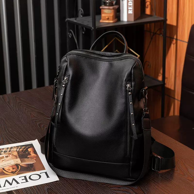 2025外贸新款双肩包韩版时尚百搭书包软皮女包休闲旅行多用背包