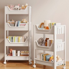 移动书架带轮小推车置物架落地简易儿童玩具零食收纳阅读家用书柜