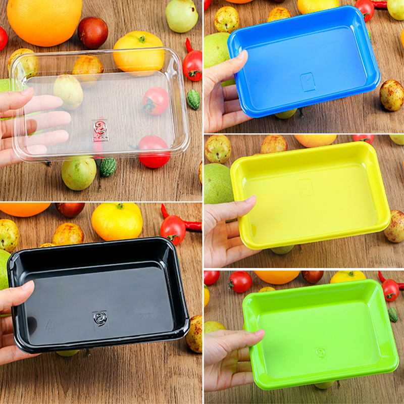 Disposable Fruit Tray Transparent Plastic Vegetable and Fruit Packaging Box Fresh Food Tray Thickeneded Packaging Box Flats Bottom Tray