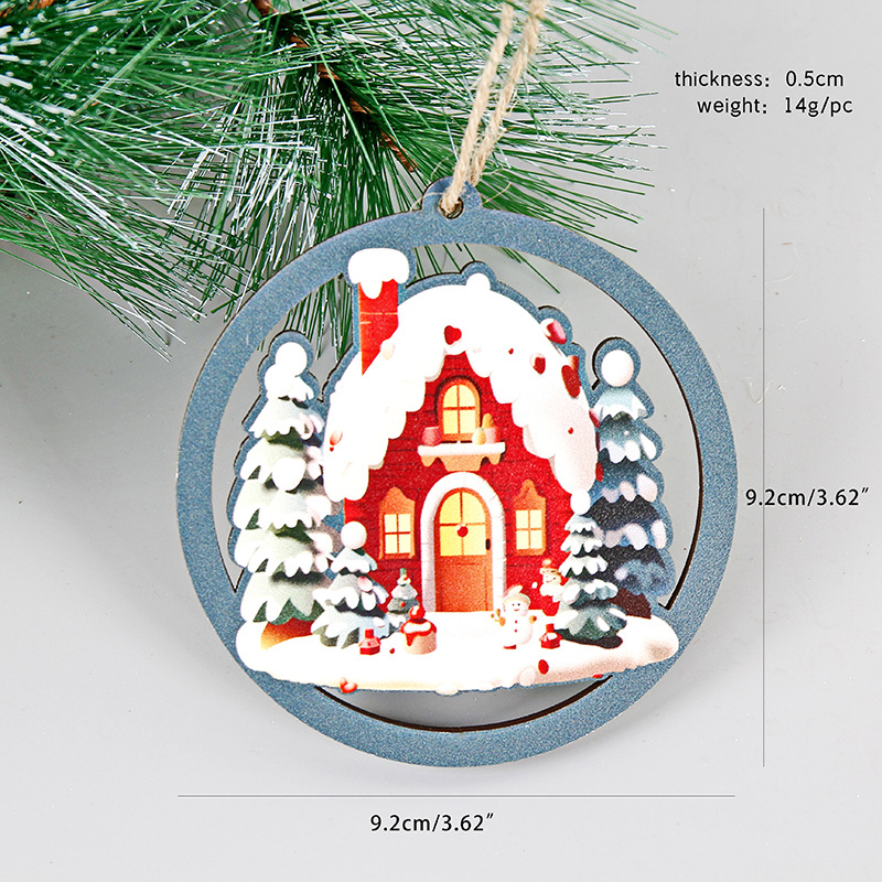 Decoraciones de Navidad de madera colgante decoración del hogar festivales artesanía de madera colgante colgante de árbol de Navidad