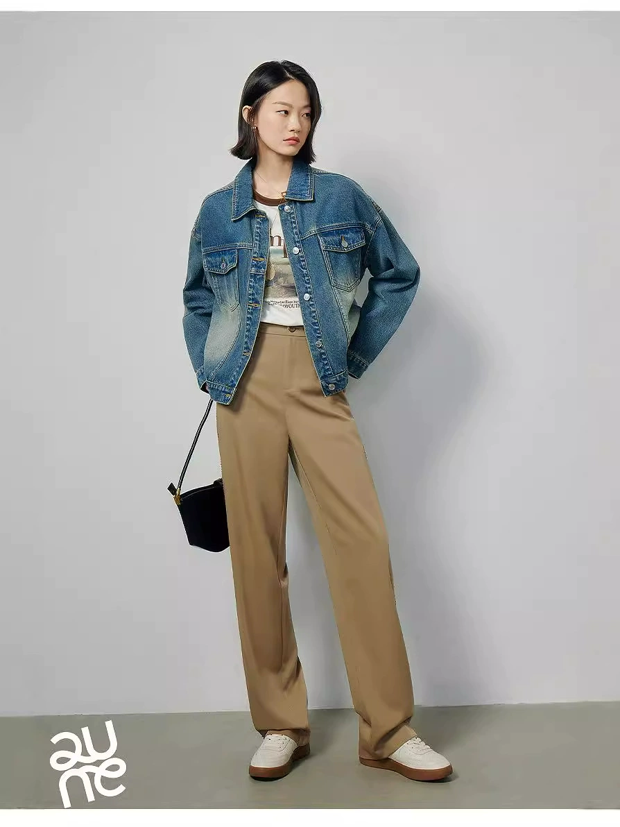 Tide, denim jacket, autumn long-sleeve, for teenagers, loose fit, oversize