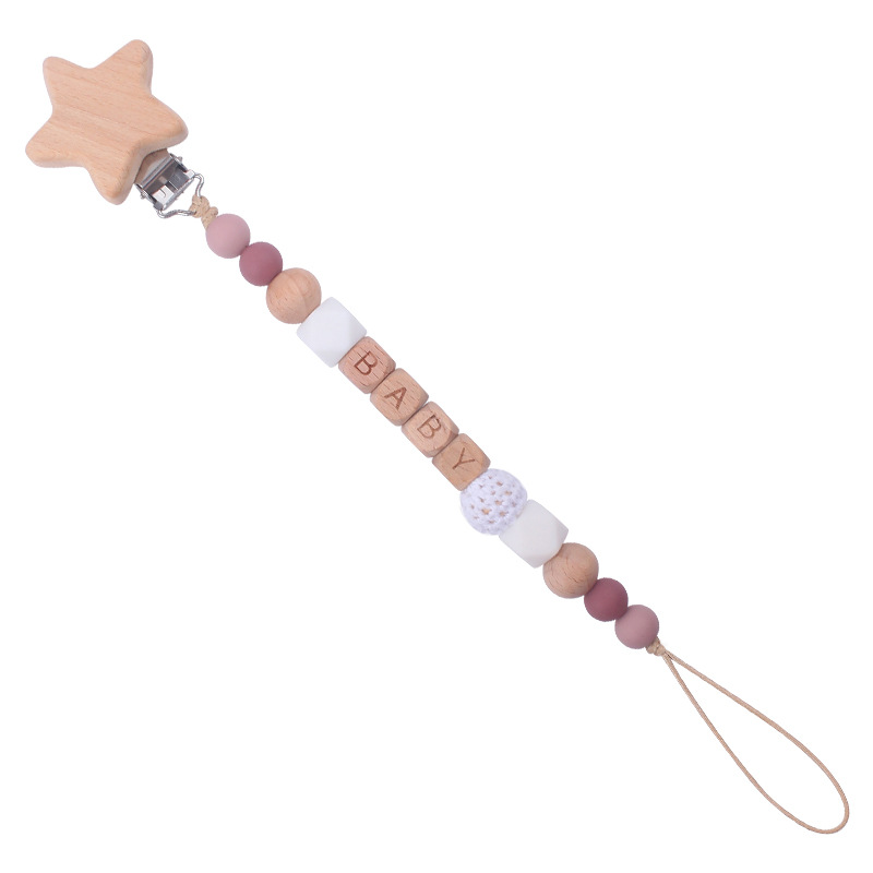 Nuevo bebé suministros de dibujos animados estrella Haya chupete clip calmante bebé mordedura molar chupete cadena anti-gota cadena