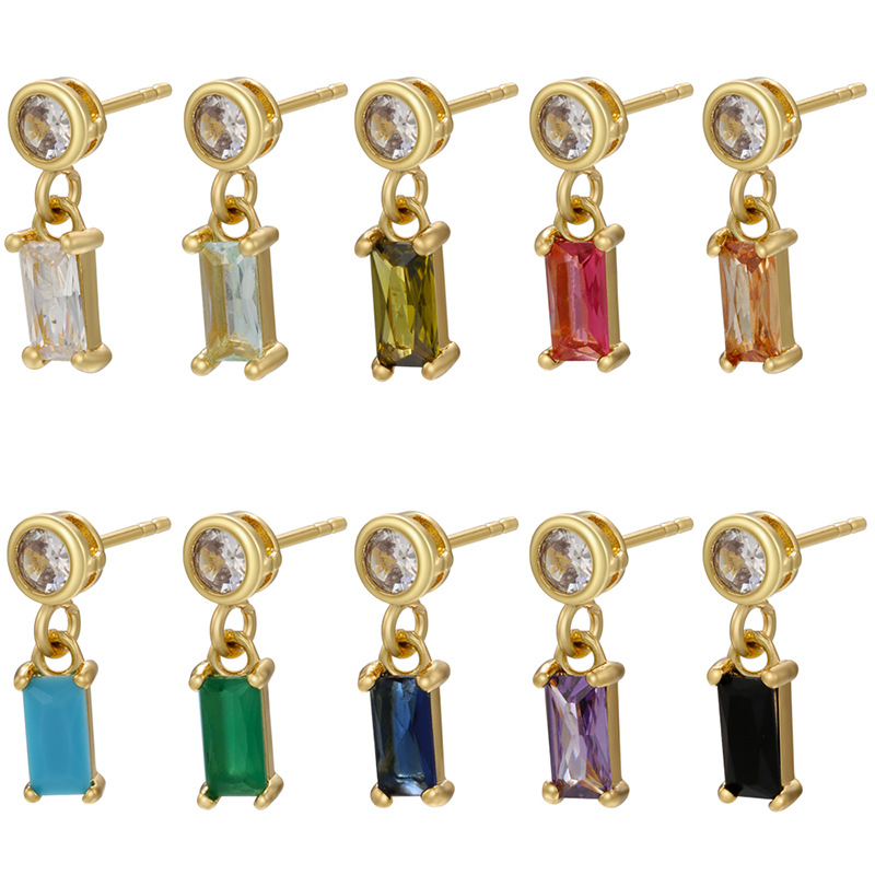 Fashion Geometric Copper Ear Studs Plating Inlay Zircon Copper Earrings display picture 1