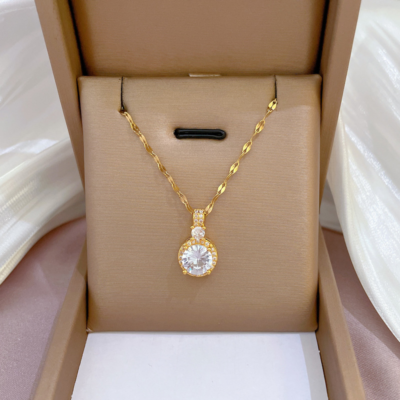 Zirkon-anhängerhalskette Aus Titanstahl Mit Mikrofassung-diamanten_voghion.com