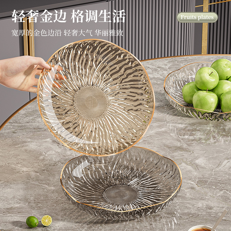 Light Luxury Plastic Fruit Plate with Floral Design, Ice Dew Fruit Tray for Living Room, Home Snack and Nut Display Tray, Front Desk Nut Tray Light Luxury Plastic Fruit Plate with Floral Design, Ice Dew Fruit Tray for Living Room, Home Snack and Nut Display Tray, Front Desk Nut Tray