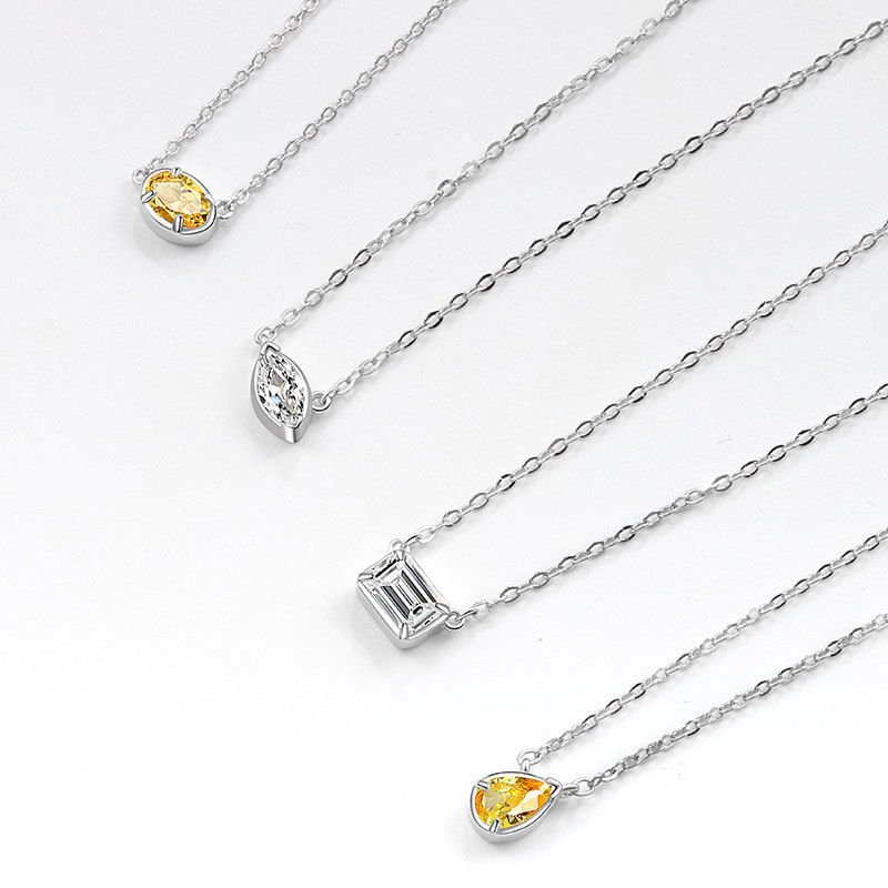 S925 Sterling Silver Simple Geometric Diamond Cube Sugar Necklace