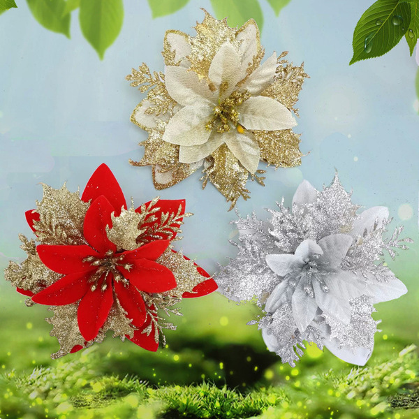 Christmas plastic three dimensional artificial flowers