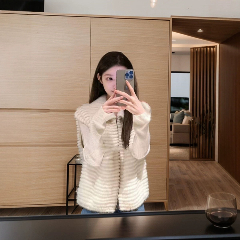 Elegant and Gentle Style, Fluffy Sleeveless Vest, Early Spring New Style, High-End Loose Short Jacket for Women