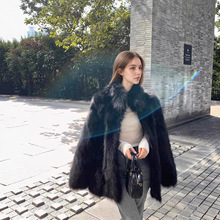 欧美跨境外贸爆款仿狐狸毛外套女2025高级感年轻中长款毛毛大衣