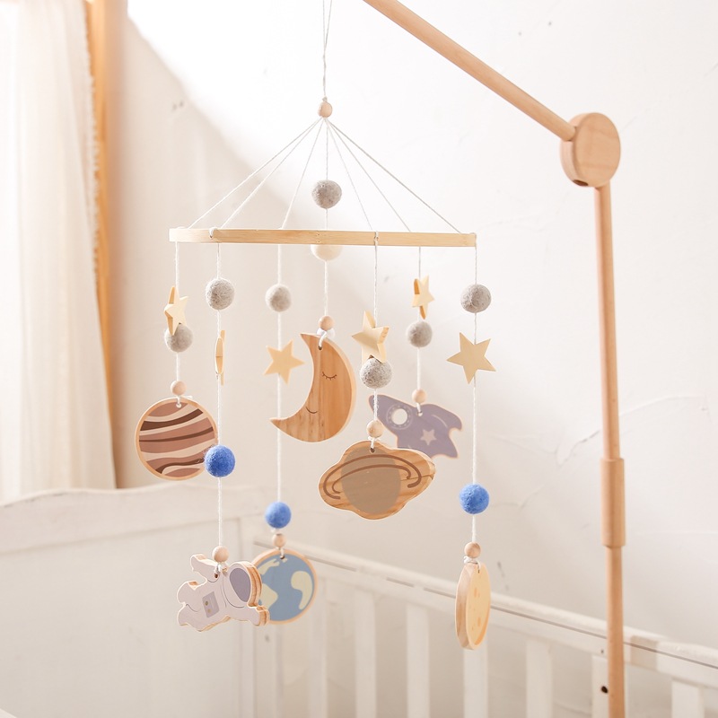 Estrella Luna cuna colgante bebé espacio cama campana simple bebé habitación decoración niños astronauta viento campanas colgantes