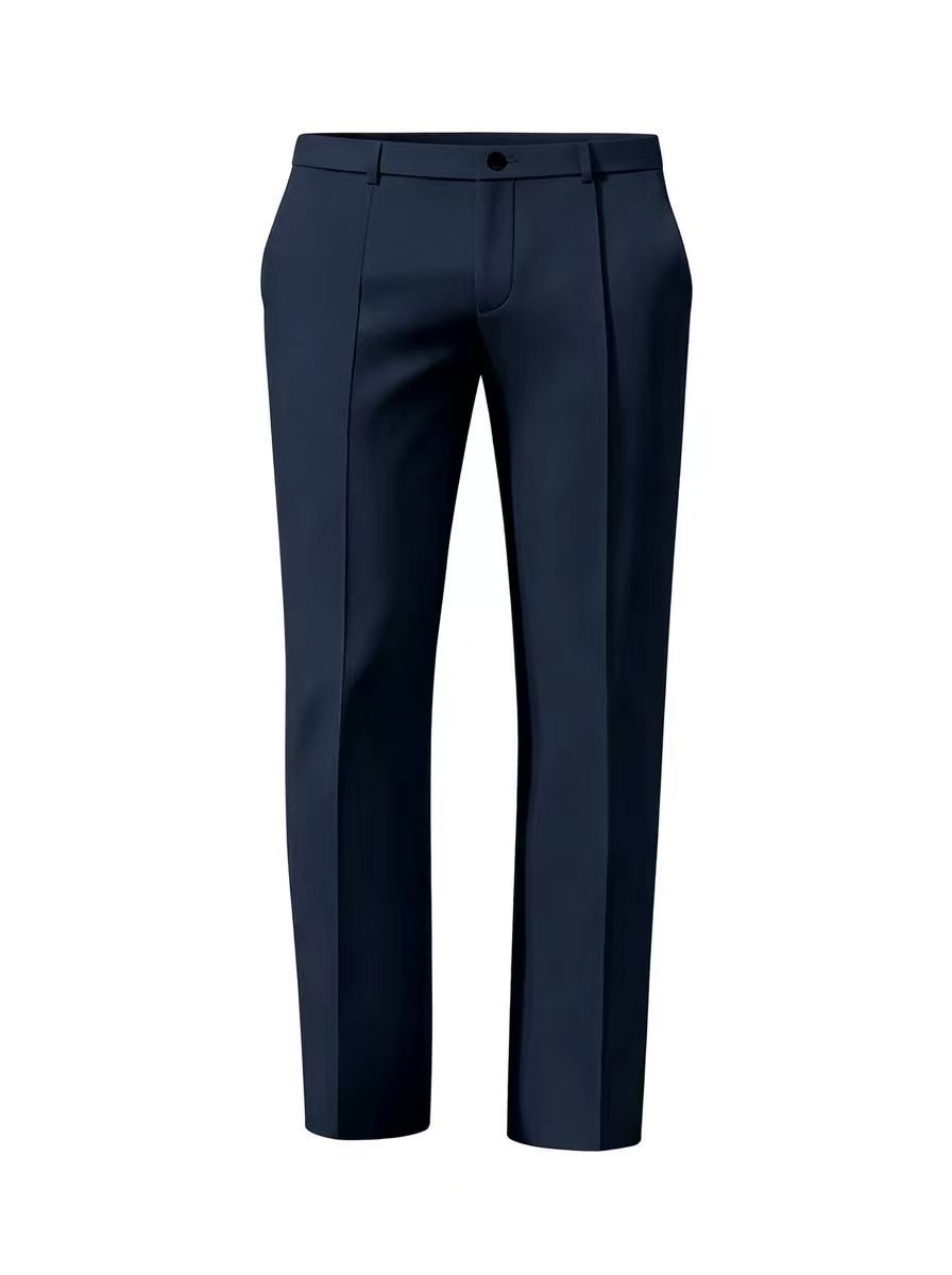 Men's Solid Colour Straight Leg Suit Pants For Business Casual_voghion.com