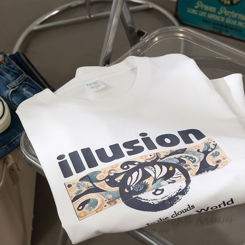 220g Back Bag Collar Cotton Short-sleeved T-shirt Women's Casual Loose plus size Women's New Half-sleeved Summer Top