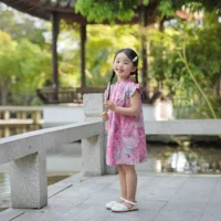 Летнее платье для девочек Детское платье Детское платье Cheongsam 6 Лето 7 Принцесса Юбка 8 Прилив 9 лет