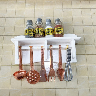 1:12 Dollhouse Dollhouse Mini Model Scene Accessories Props Spice Rack with Cooking Tools Clearance