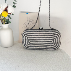 Hot-selling Ins-style Contrasting-Color Rhinestone Small Square Evening Bag for Socialites & Party Wear – Elegant Clutch for Evening Gowns