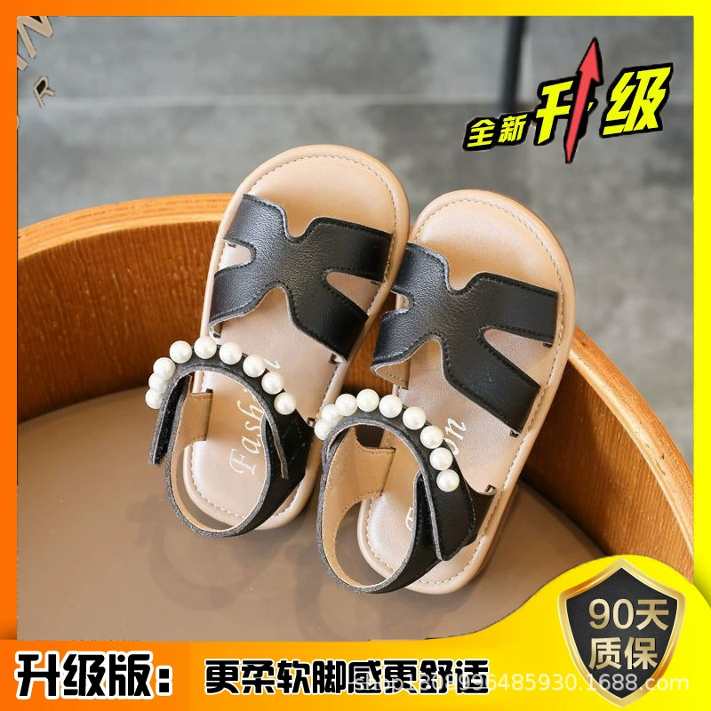 Сяо Сян стиль девочек сандалии детские мягкие подошвы принцесса обувь липучки жемчужина детей сладкий плоский Фея сандалии