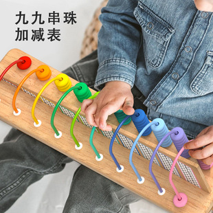 Montessori Children's beaded Abacus wooden toys early education educational mathematics Enlightenment jiujiu addition and subtraction table game teaching aids