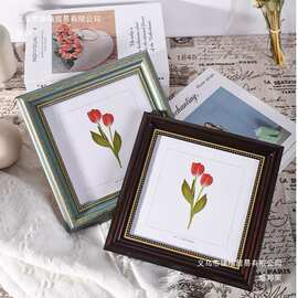 欧式复古咖啡色正方形78寸10寸12寸美式相框素描剪纸拼图画框批发