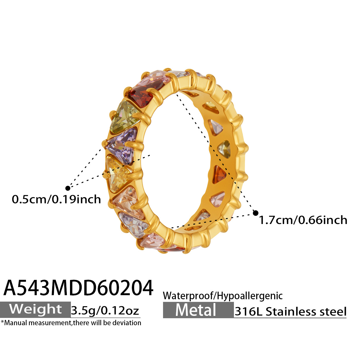Elegant Exquisite Claw-set Triangular Zirconia Full-diamond Ring, Available Multiple Sizes, A Popular Fashion Stainless_voghion.com