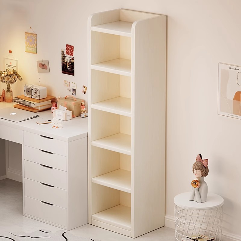 实木书架落地置物架儿童窄缝转角柜客厅简易收纳储物柜家用书柜淘